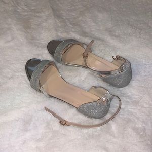 Women's Buckle Design Chunky Heeled
High-heeled Sandals, Silver Summer Shoes